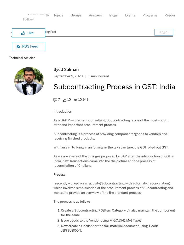 Subcontracting Process Under GST India | PDF
