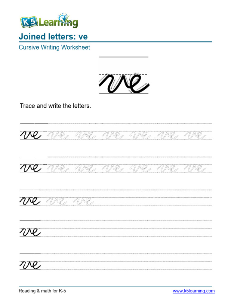 Handwriting Letter Joins Ve Printable | PDF