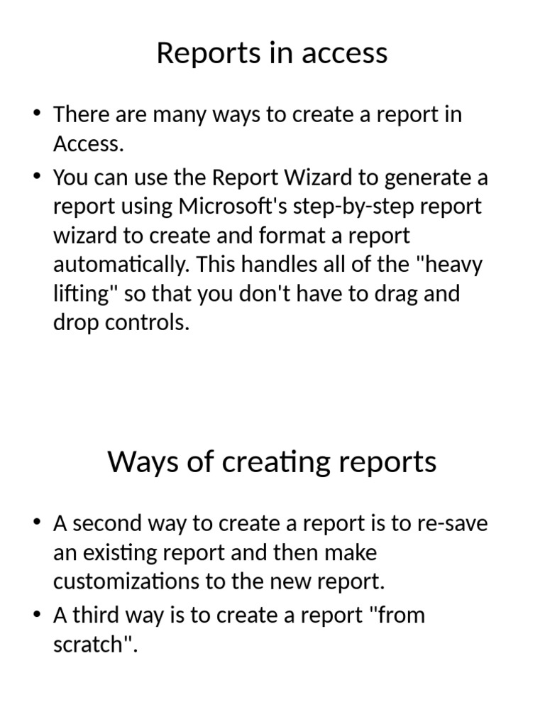 Creating Reports in Microsoft Access | PDF