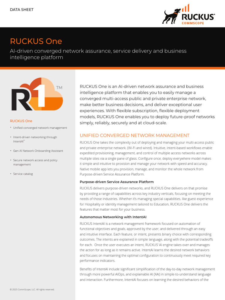 RUCKUS One: AI-Driven Network Management | PDF | Computer Network ...