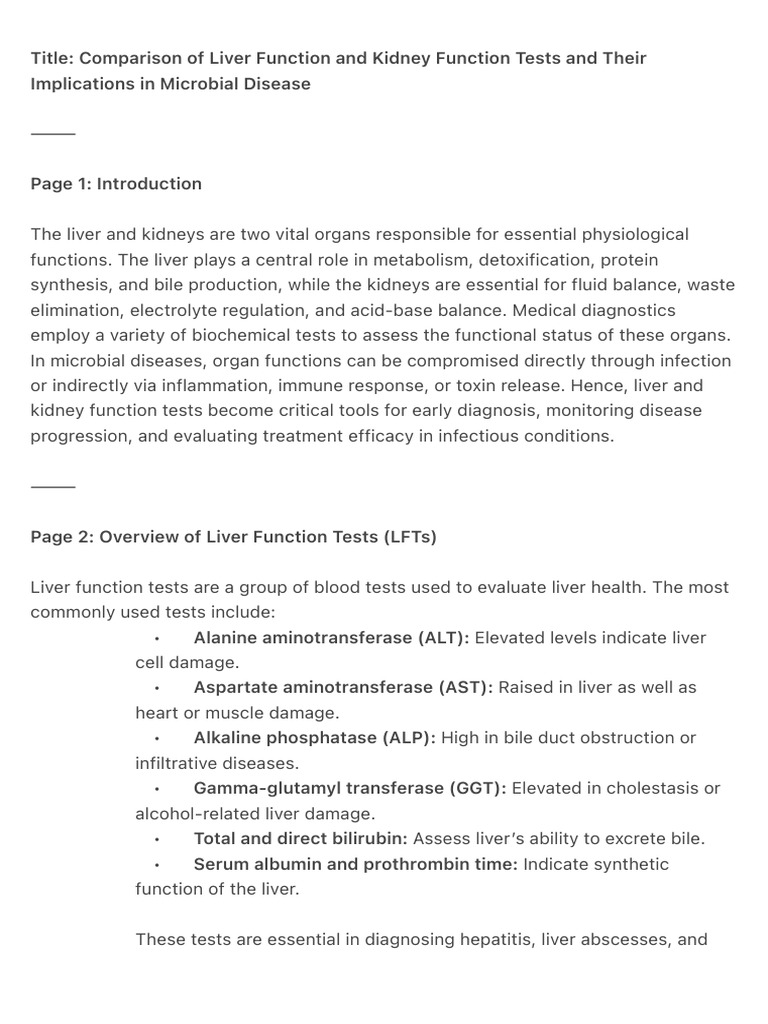 Title - Comparison of Liver Function and Kidney Function Tests and ...