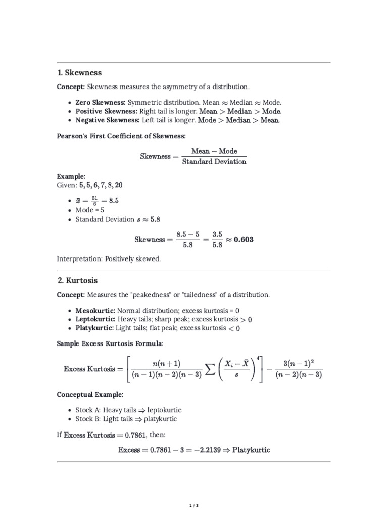 Understanding Skewness and Kurtosis in Statistics | PDF