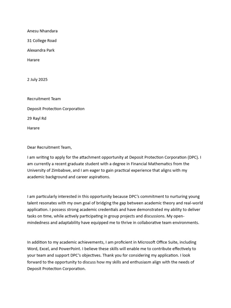 Application for DPC Attachment Opportunity | PDF