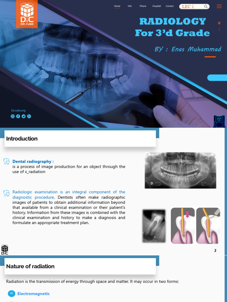 Radiology Lec.1 Introduction (DR - Cube) | PDF | X Ray | Vacuum Tube