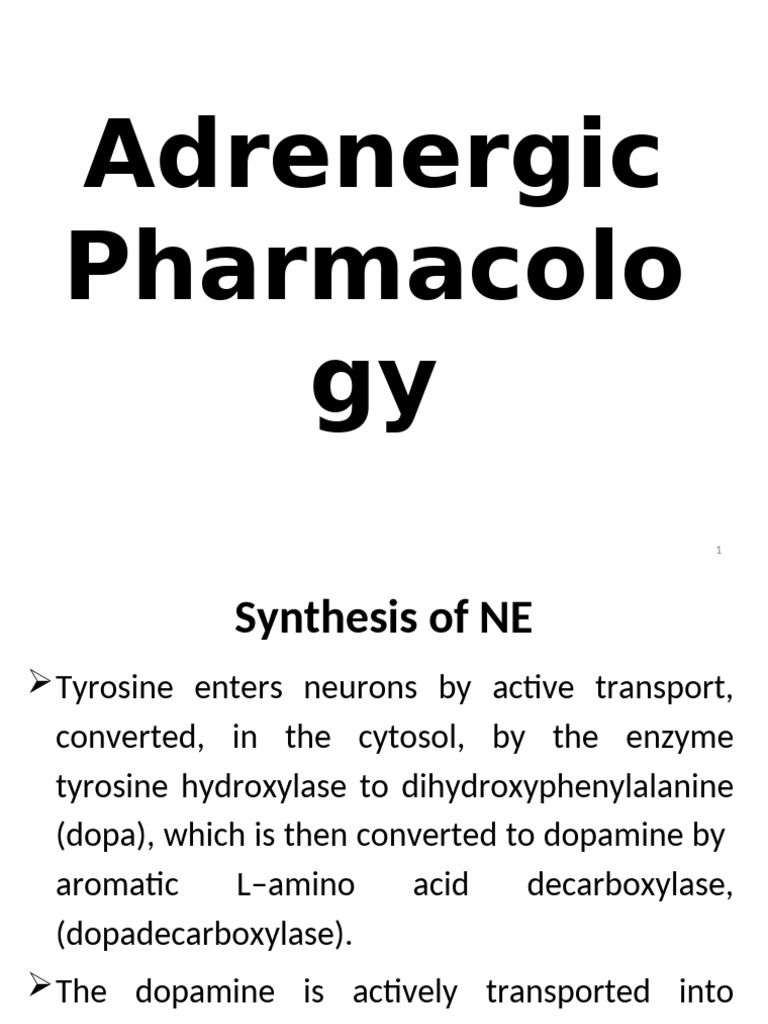 Adrenergic Pharmacology Overview | PDF | Norepinephrine | Neurotransmitter
