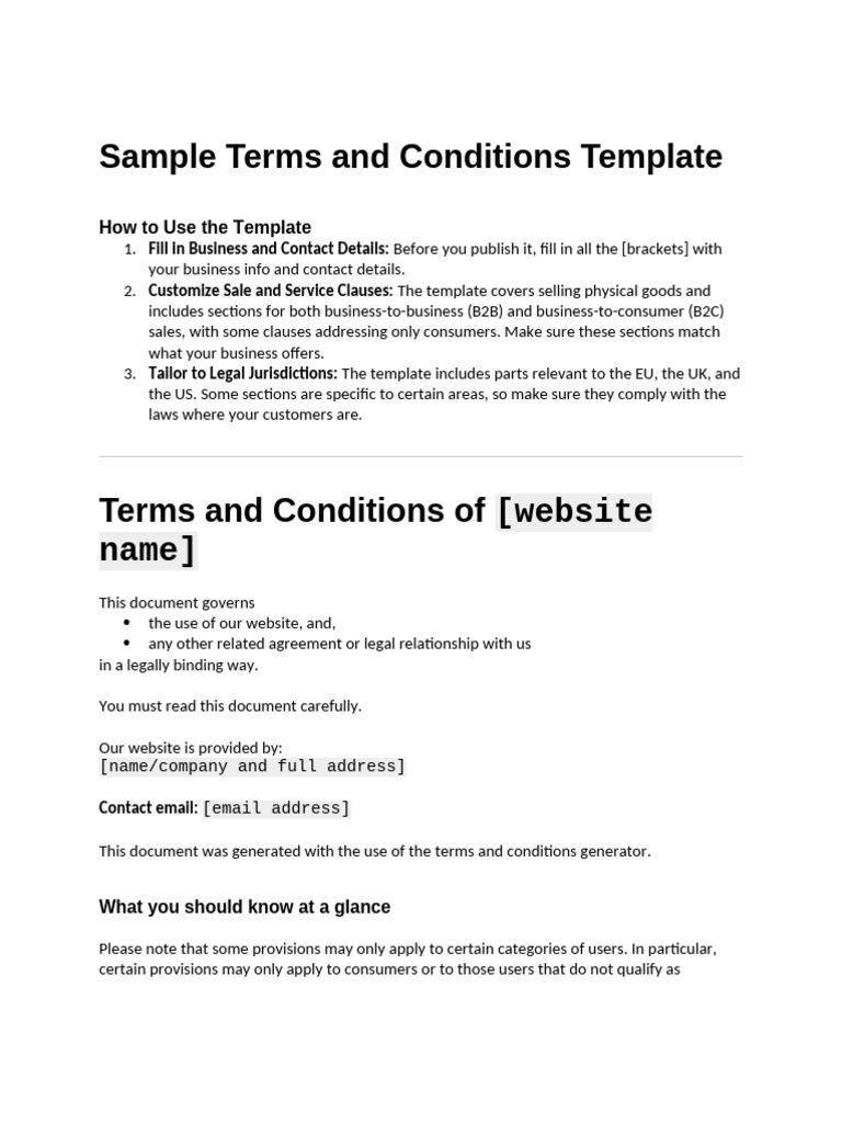 Sample Terms and Conditions Template | PDF | Indemnity | Legal Liability