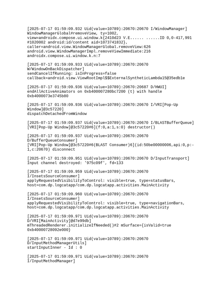 Android Window Management Logs | PDF | Software | System Software