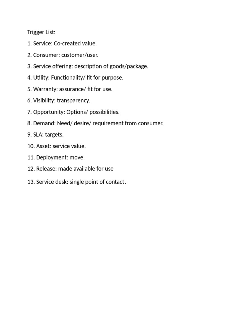 Trigger List | PDF