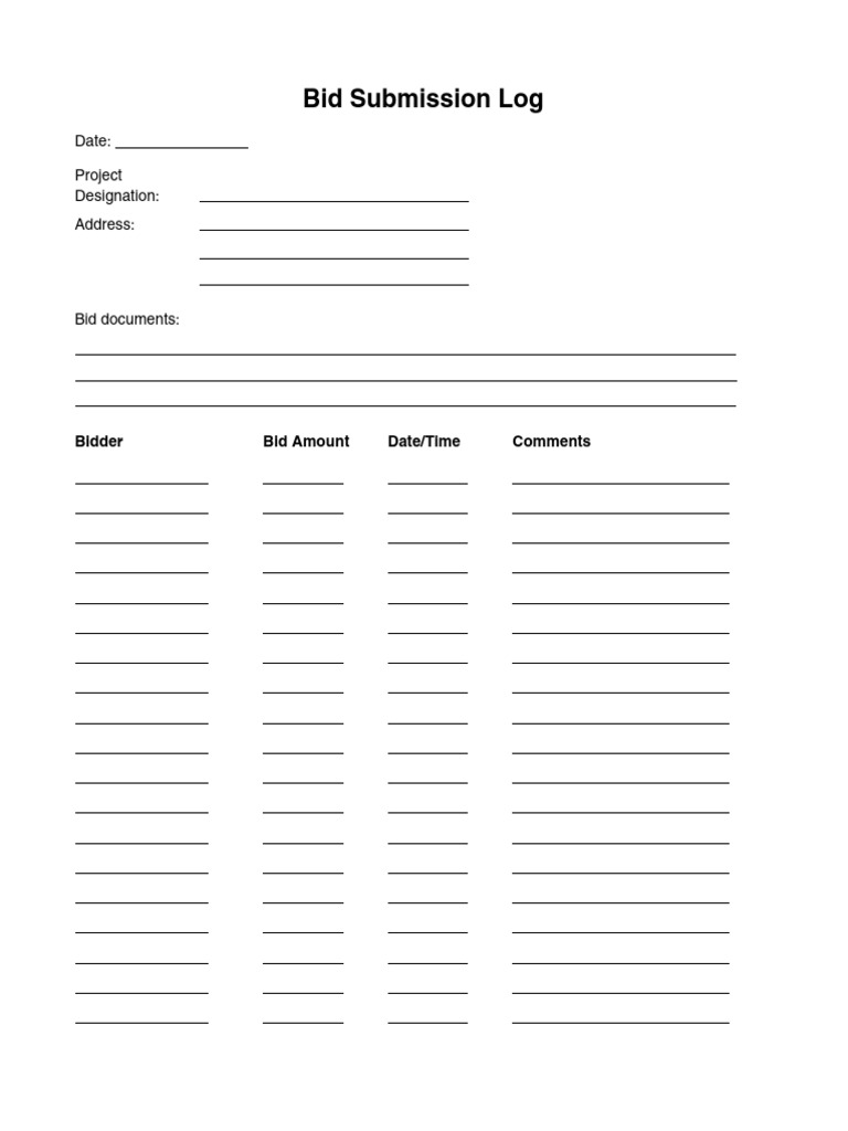 Bid Submission Log Overview | PDF
