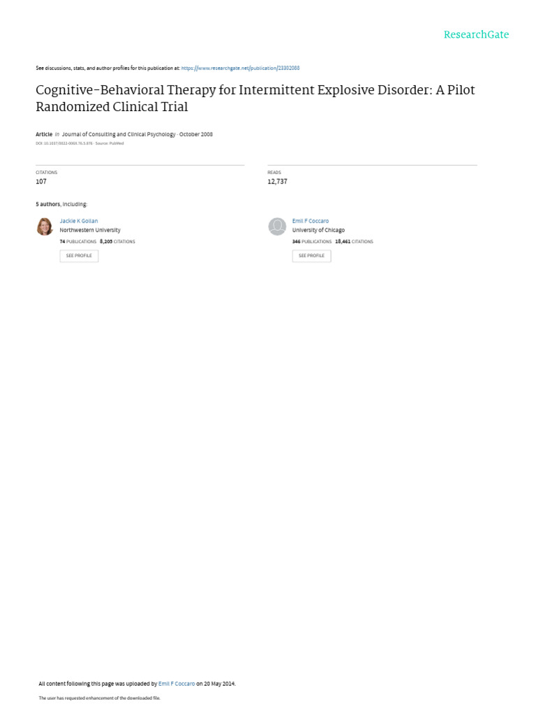 Intermittent Explosive Disorder CBT Treatment | PDF | Cognitive ...