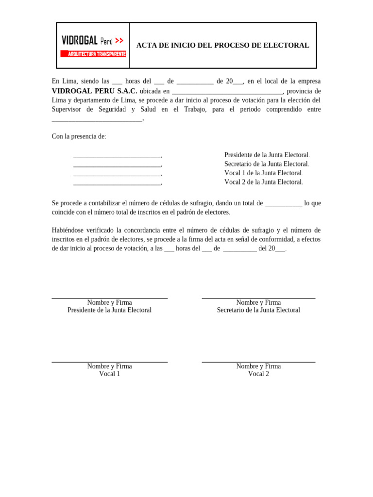 Acta de Inicio Proceso Electoral 2023 | PDF