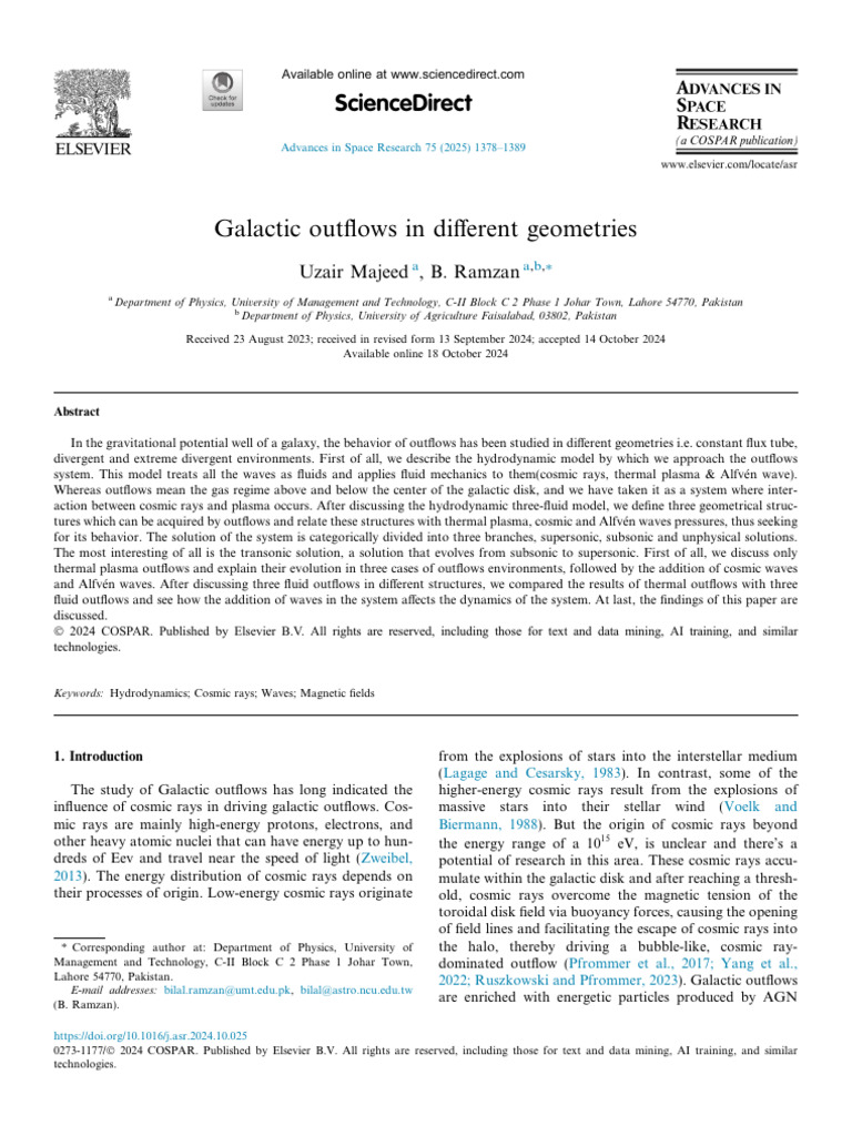 Galactic Outflows in Various Geometries | PDF | Galaxy | Cosmic Ray