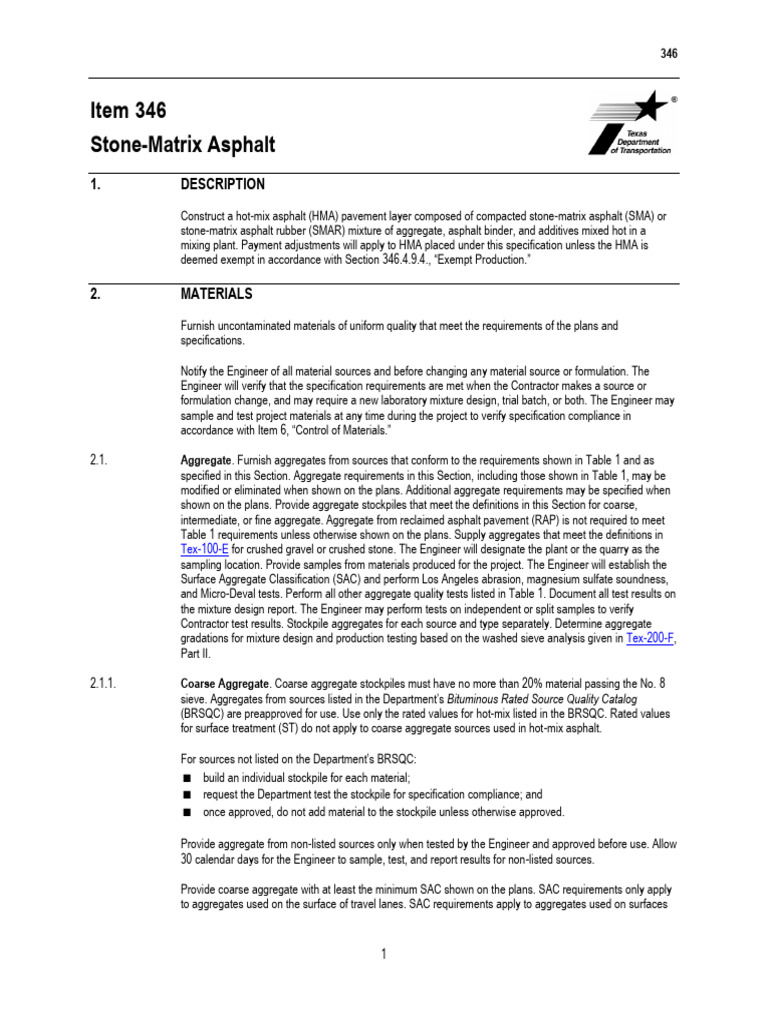 Stone Matrix Asphalt Specifications | PDF | Construction Aggregate ...