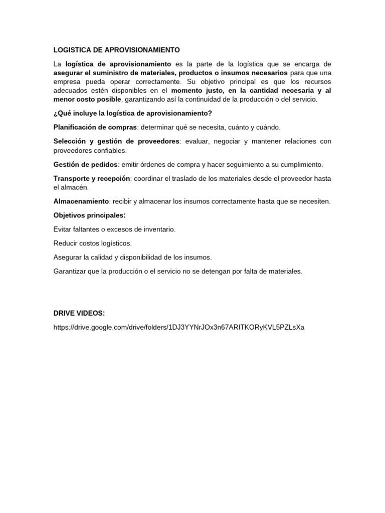 Logística de Aprovisionamiento Eficiente | PDF | Logística | Business