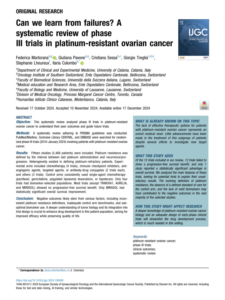 Can We Learn From Failures A Systematic Review of | PDF | Ovarian ...