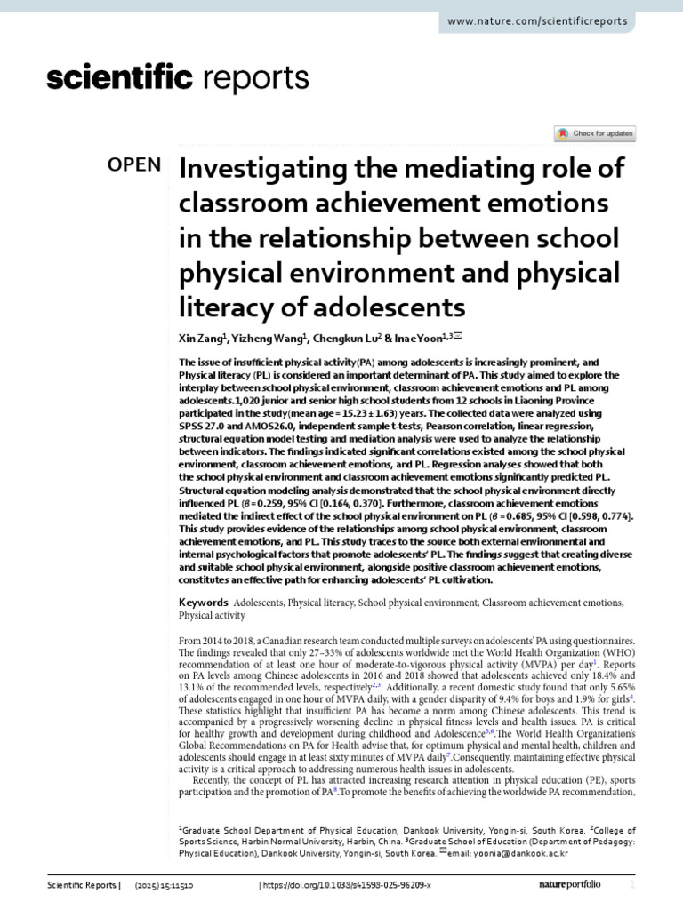 Investigating The Mediating Role of Classroom Achievement Emotions in ...