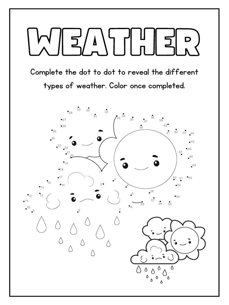 Yellow Weather Dot To Dot Science Worksheet | PDF