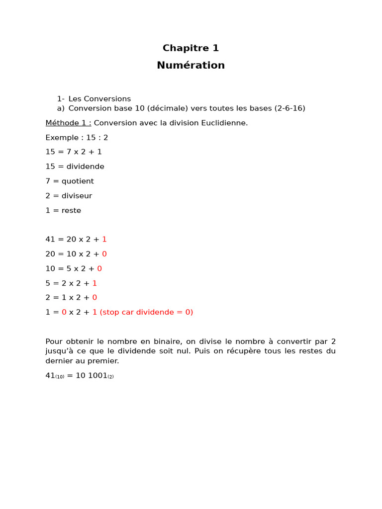 Conversion de bases numériques expliquée | PDF