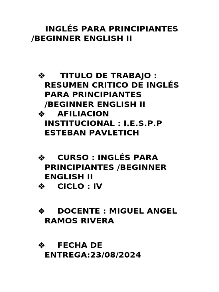 Curso de Inglés para Principiantes A1 | PDF | Aprendizaje | Comunicación