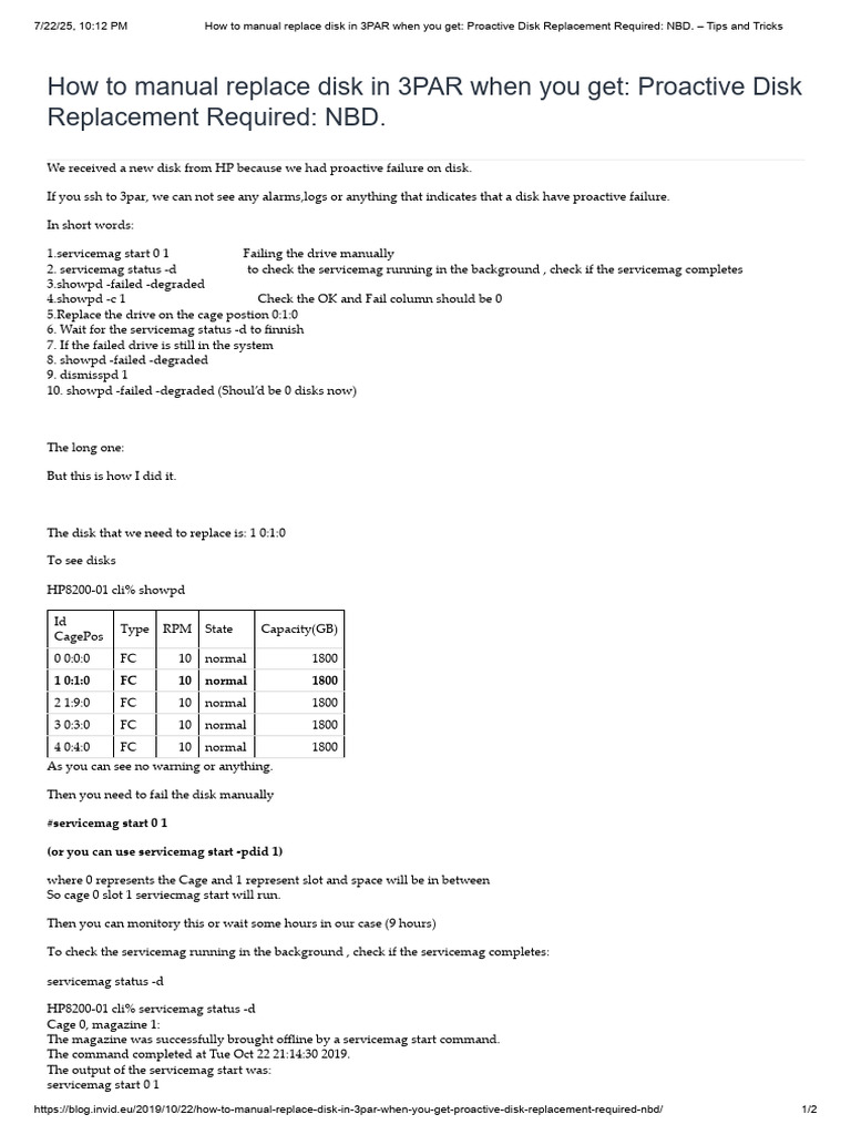 3PAR Disk Replacement Procedure Guide | PDF | Chess Openings | Chess Theory