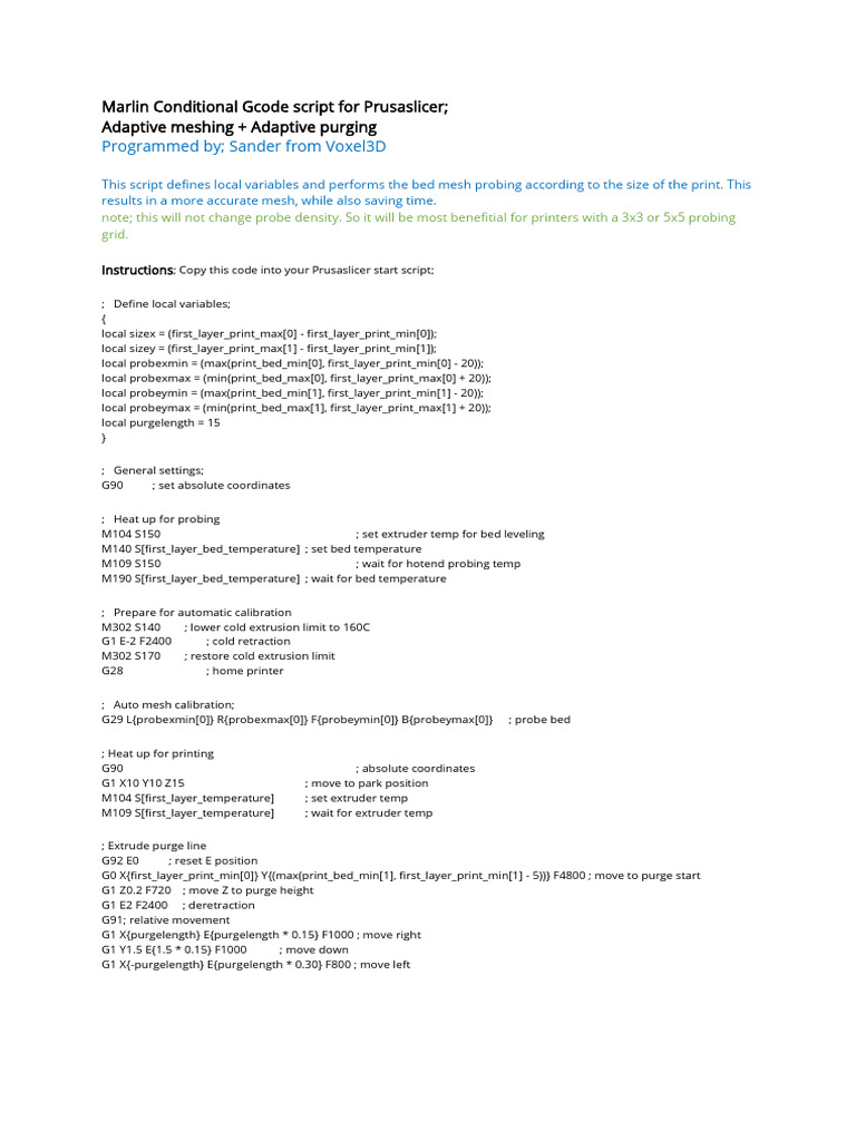 Adaptive Purge Script for PrusaSlicer | PDF