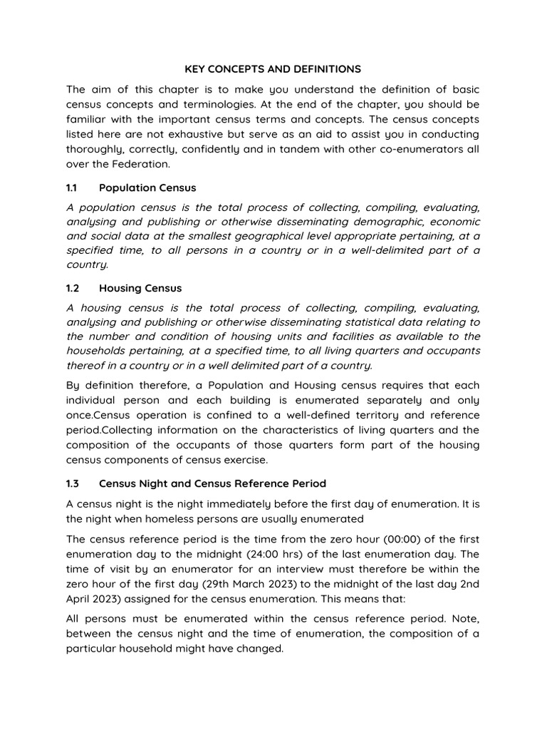Census Concepts and Definitions Guide | PDF | Census | Building