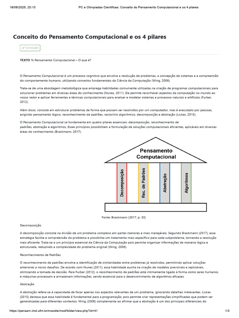 Quatro Pilares do Pensamento Computacional | PDF | Informática | Pensamento