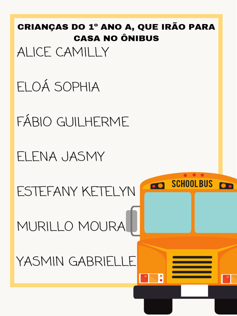 Yellow School Bus Menu | PDF