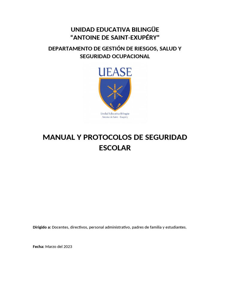 Protocolo de Seguridad Escolar 2023 | PDF | Laboratorios