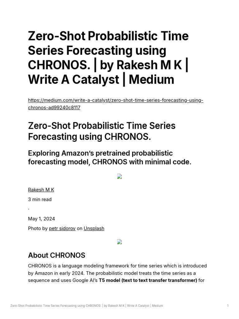 Zero-Shot Forecasting with CHRONOS | PDF | Forecasting | Time Series