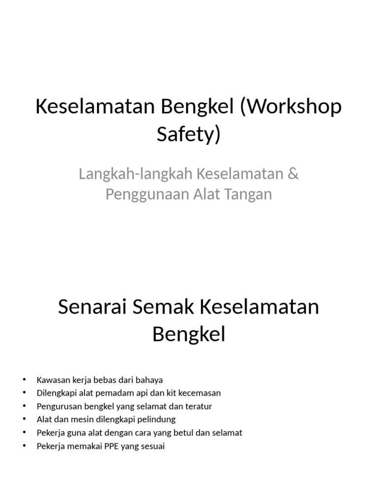 Keselamatan Bengkel Workshop Safety | PDF