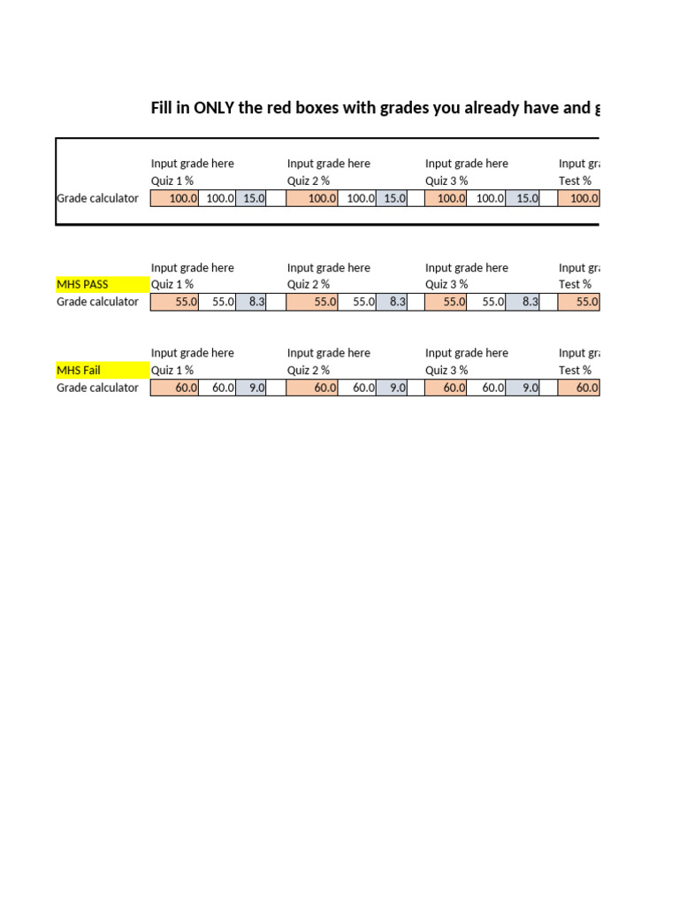 SACE Grade Calculator Template | PDF