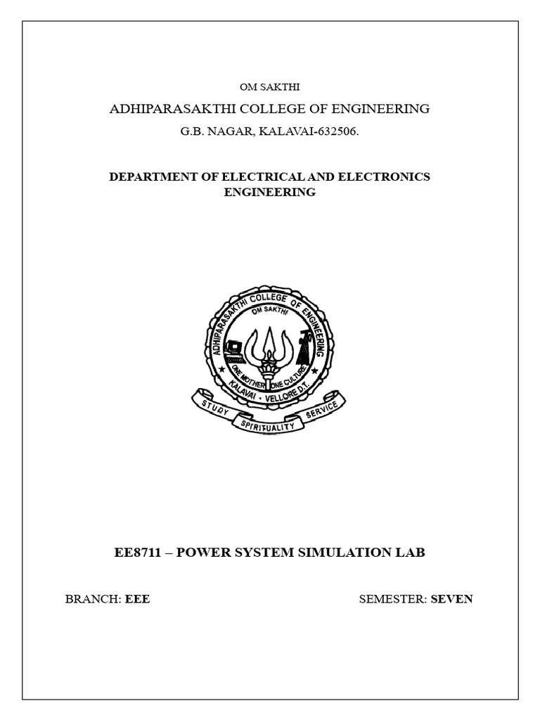 Power System Simulation Lab Experiments | PDF | Transmission Line ...