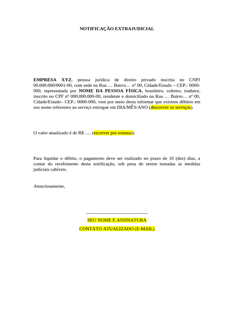 Modelo de Notificação Extrajudicial | PDF