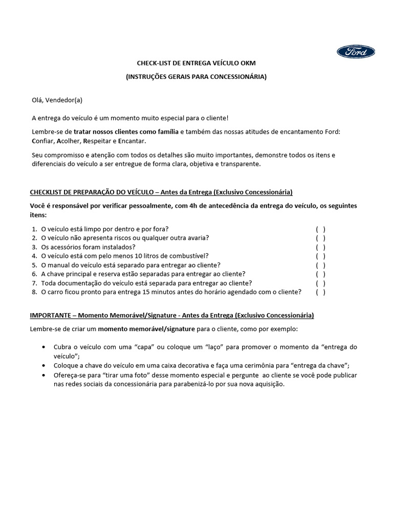 Checklist de Entrega de Veículo OKM | PDF | Celulares | USB