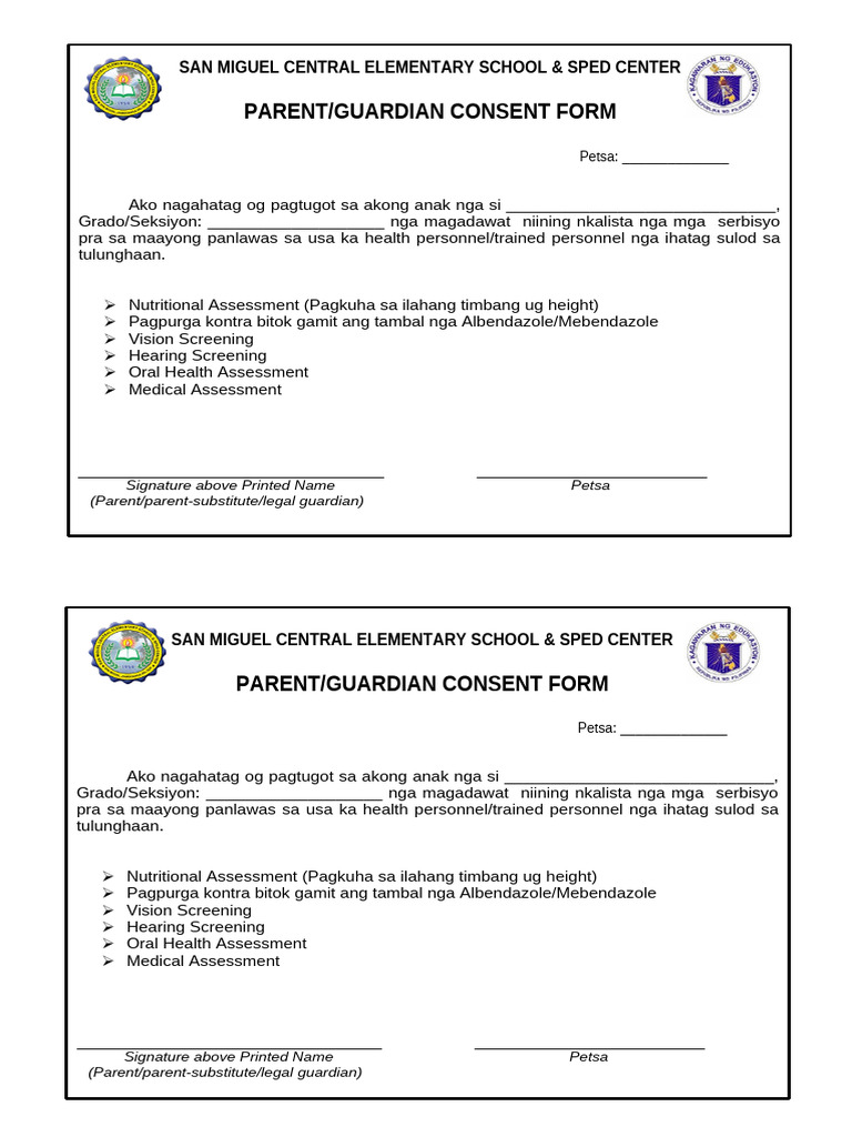 Edited - PARENTS CONSENT 2025 HEALTH SERVICES | PDF