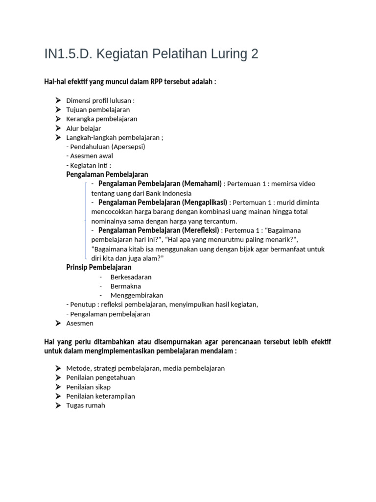 Kegiatan Pelatihan Luring 2 Efektif | PDF