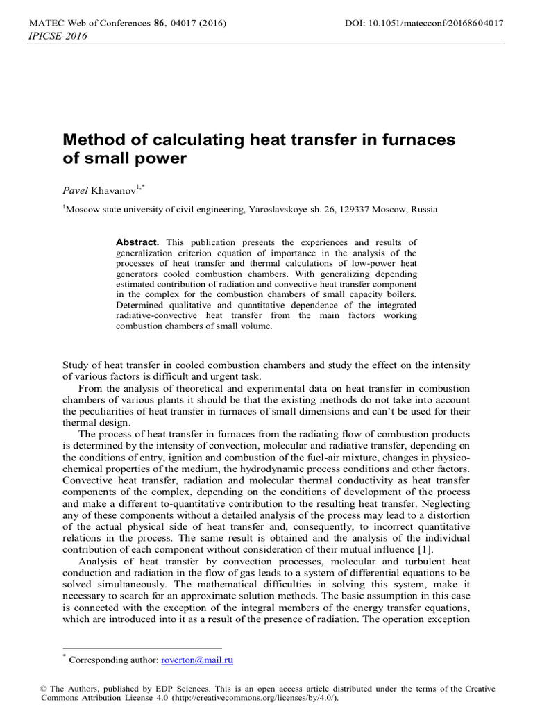 Heat Transfer Calculation in Small Furnaces | PDF | Heat Transfer ...
