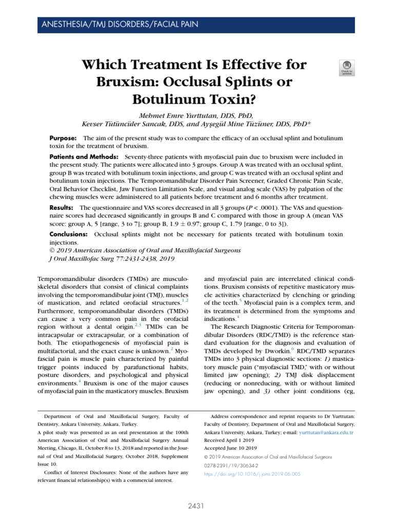 Efficacy of Treatments for Bruxism | PDF | Nervous System | Human ...