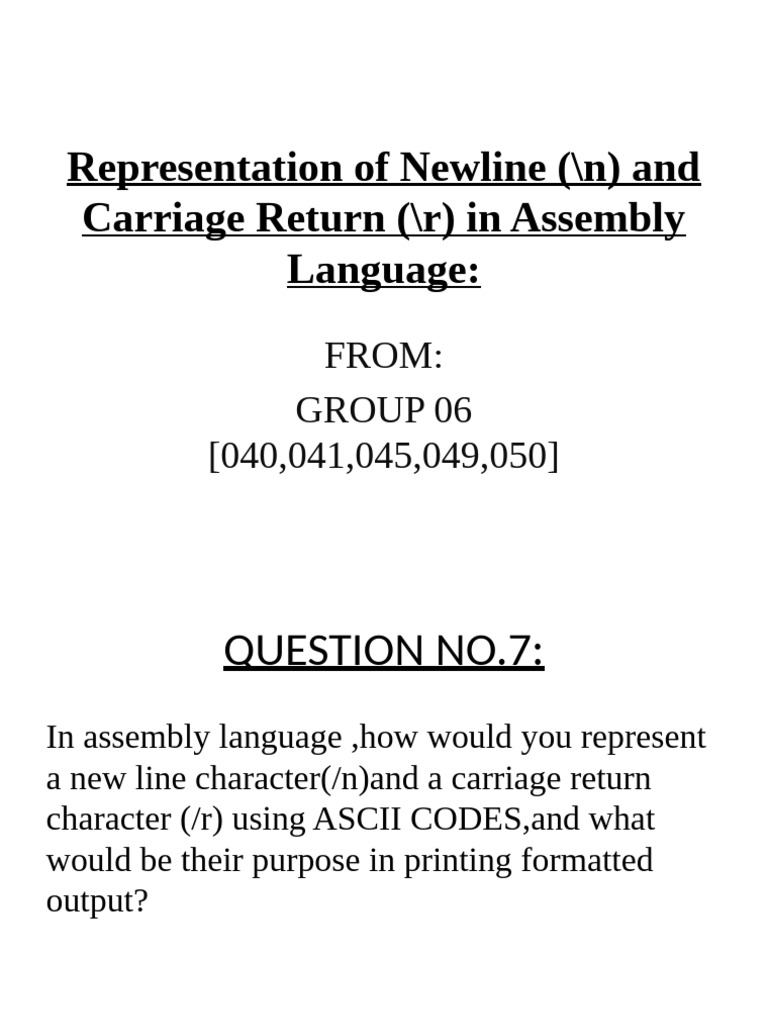 ASCII Newline and Carriage Return in Assembly | PDF