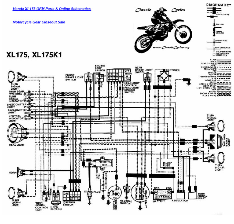Honda XL175 XL 175 Electrical Wiring Harness Diagram Schematic | PDF