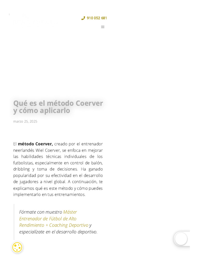 Aplicación del Método Coerver en Fútbol | PDF
