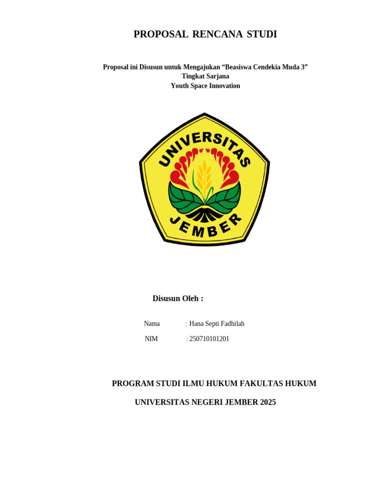 Rencana Studi Beasiswa Cendekia Muda 3 | PDF
