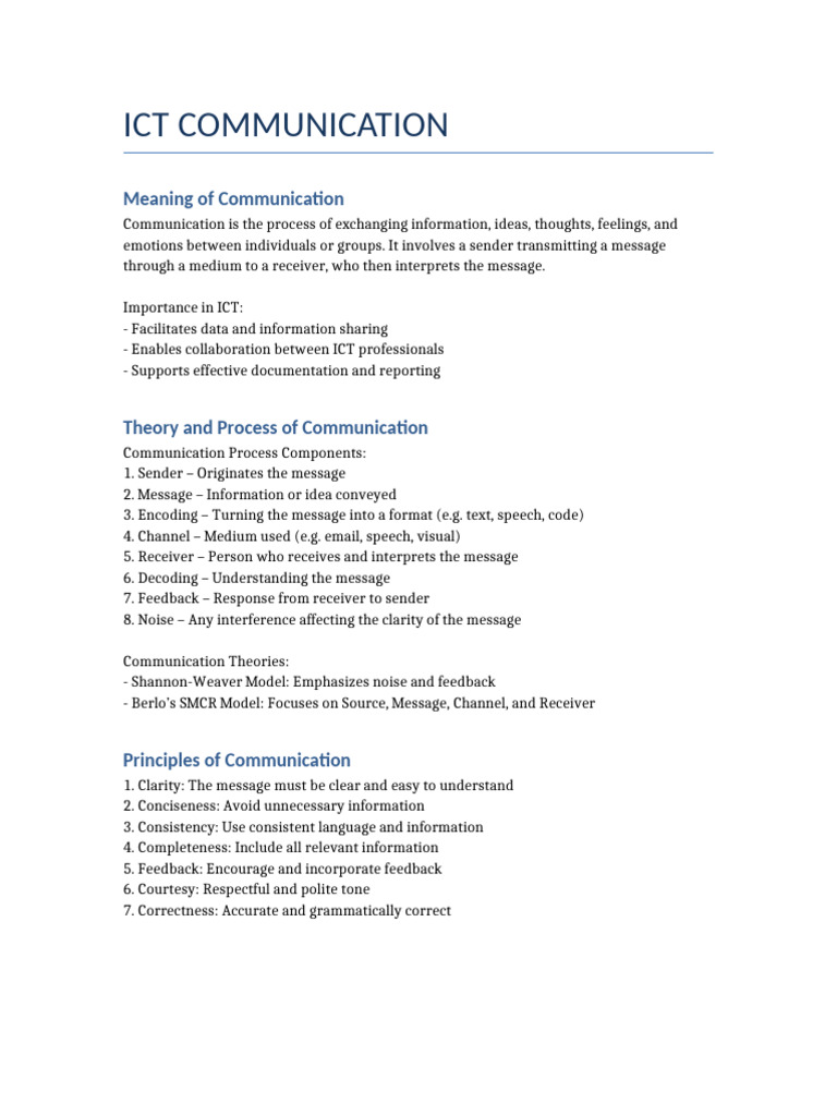 Communication in ICT: Key Concepts | PDF | Communication | Information