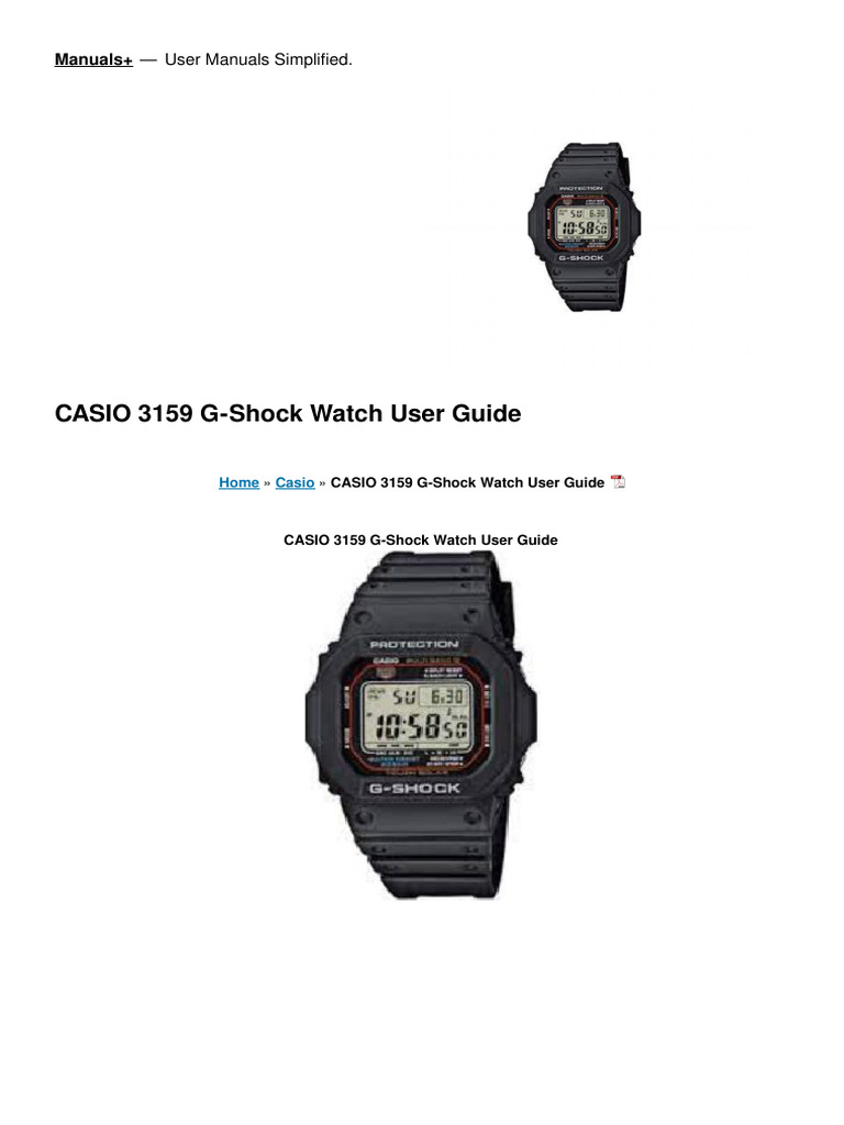 3159 G Shock Watch Manual | PDF | Watch
