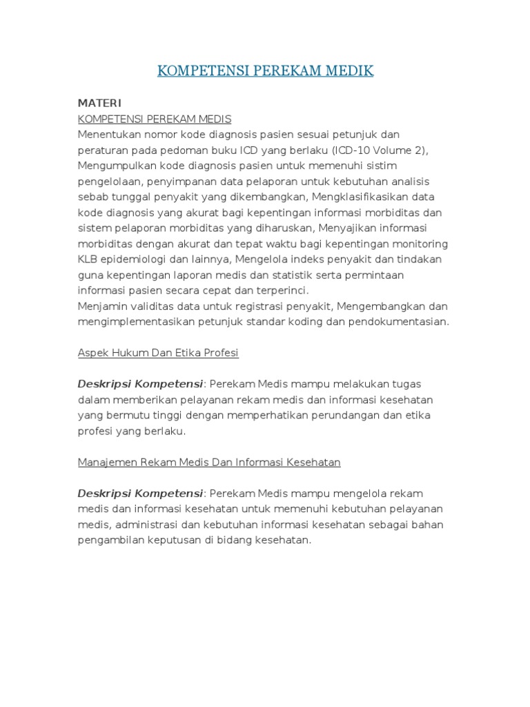 Kompetensi Perekam Medis
