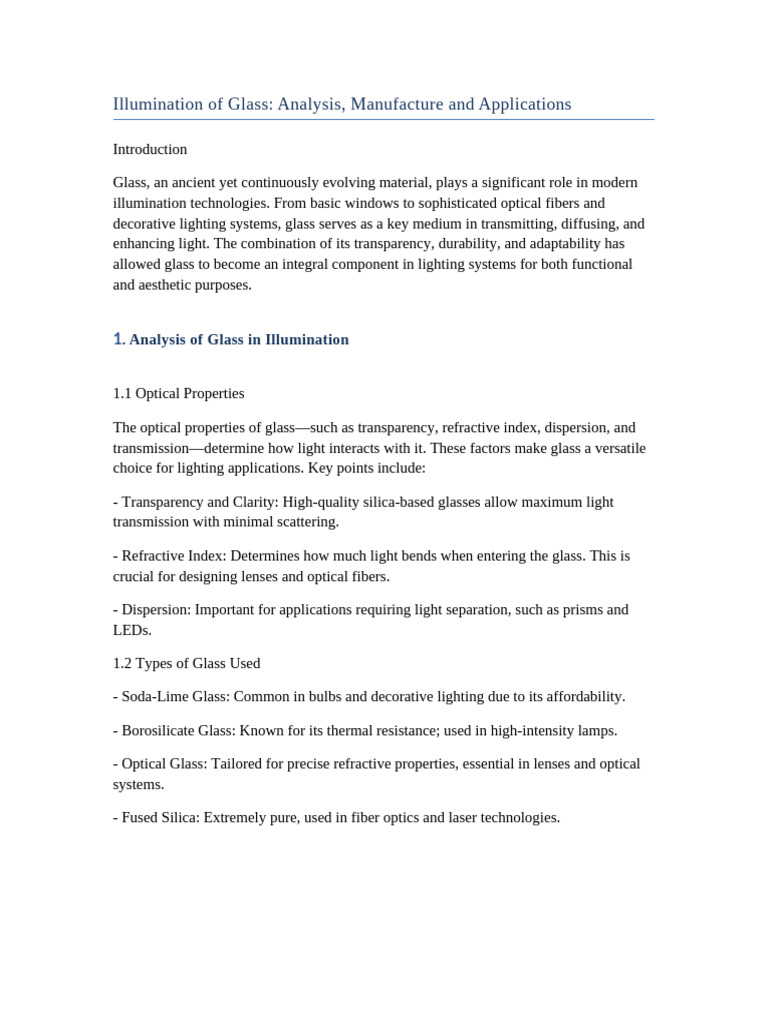 Glass in Illumination: Analysis & Uses | PDF | Glasses | Optical Fiber