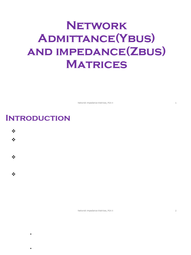 Ybus and Zbus Matrices Explained | PDF | Network Analysis (Electrical ...