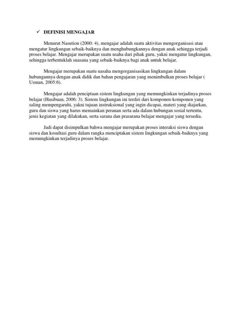 Definisi Mengajar Pdf