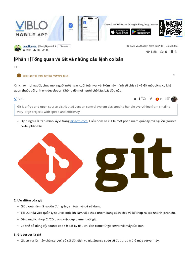 (Phần 1) Tổng Quan Về Git Và Những Câu Lệnh Cơ Bản | PDF
